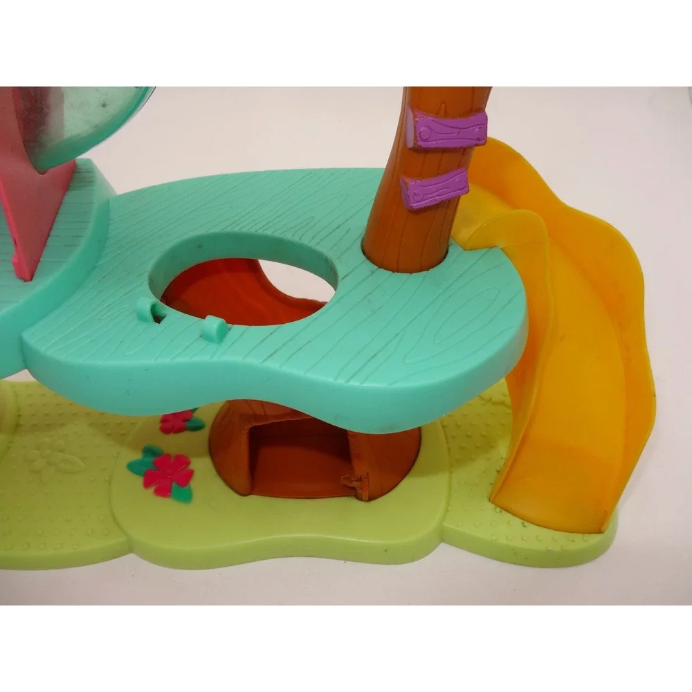 Littlest Pet Shop Treehouse Playset 2007 Hasbro Brown Pink Green Slide